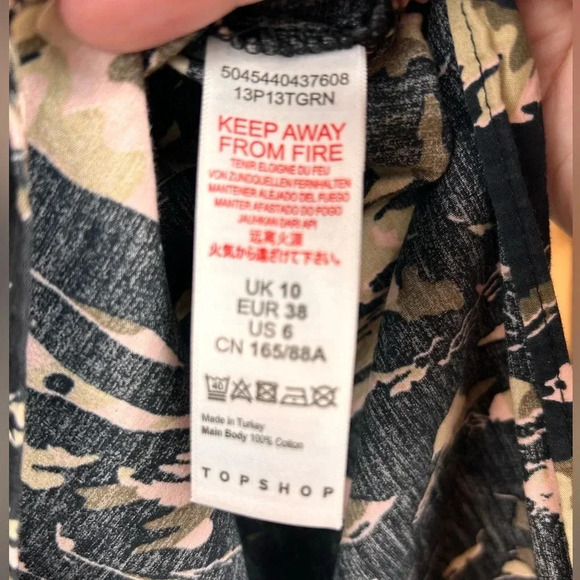 TopShop long sleeve button up blouse, 6, Pink Camo, Oversized Streetwear Grunge - Picture 10 of 10